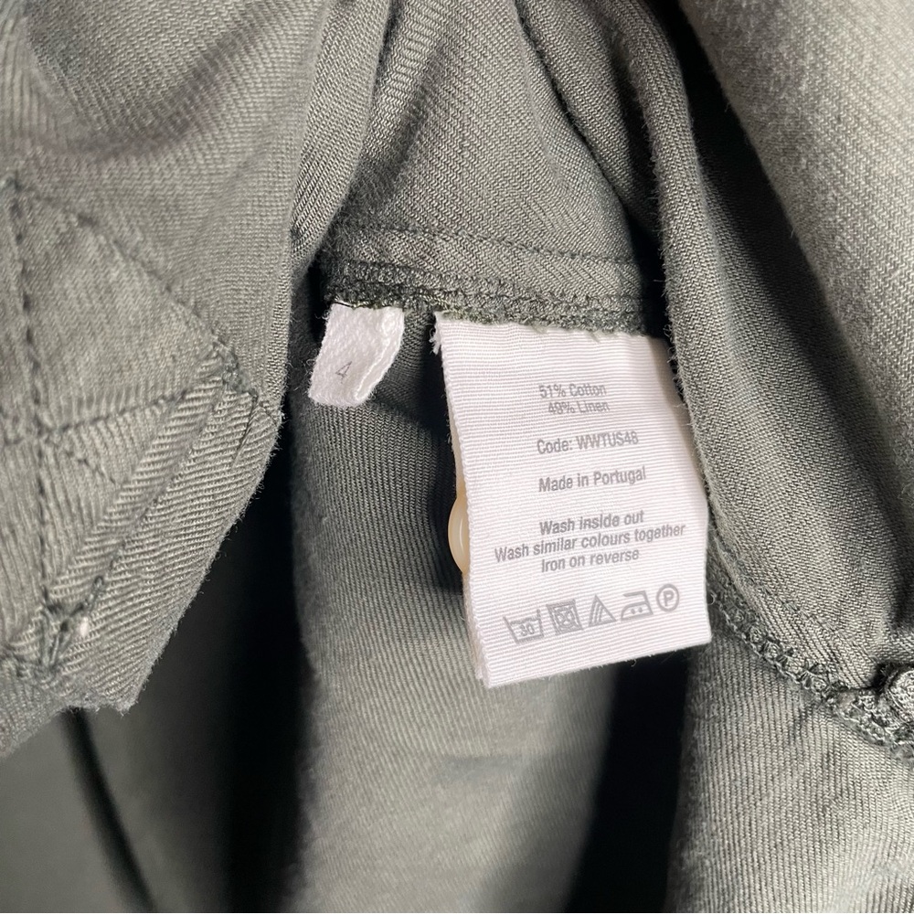 TOAST UK Elena Tunic Shirt Cotton Linen 4 Dusted Khaki Olive‎ Green Lagenlook - Picture 8 of 10